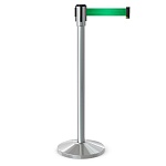 Имидж-стойка BarrierBelt® Lite 04M с зеленой вытяжной лентой 2,5 метра