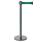 Имидж-стойка BarrierBelt® 01 с темно-зеленой вытяжной лентой 2,5 метра