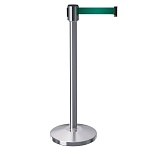 Имидж-стойка BarrierBelt® Lite 04P с темно-зеленой вытяжной лентой 2,5 метра
