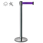 Имидж-стойка BarrierBelt® 51 Easy с фиолетовой вытяжной лентой 2,5 метра