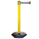 Индустриальная стойка BarrierBelt® Industrial Желтая с темно-серой вытяжной лентой 2,5 метра