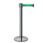 Имидж-стойка BarrierBelt® 07 Premium с зеленой лентой 5 метров