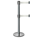Имидж-стойка BarrierBelt® 11 с двумя лентами белого цвета длиной 3,65 метра
