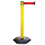 Индустриальная стойка BarrierBelt® Industrial Желтая с красной лентой 3,65 метра