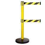 Металлическая стойка ограждения BarrierBelt® 511Y с желто-черными лентами 3,65 метра