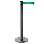 Имидж-стойка BarrierBelt® 01 с зеленой выдвижной лентой 3,2 метра