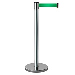Имидж-стойка BarrierBelt® 01 с зеленой вытяжной лентой 3 метра