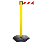 Индустриальная стойка BarrierBelt® Industrial Желтая с красно-белой лентой 3,65 метра