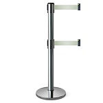 Имидж-стойка BarrierBelt® 11 с двумя лентами серого цвета длиной 3,65 метра