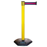 Индустриальная стойка BarrierBelt® Industrial Желтая с черно-красной лентой 3,65 метра