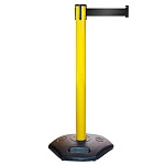 Индустриальная стойка BarrierBelt® Industrial Желтая с черной вытяжной лентой 3 метра