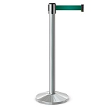 Имидж-стойка BarrierBelt® 03 с темно-зеленой вытяжной лентой 2,5 метра