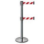 Имидж-стойка BarrierBelt® 11 с двумя лентами красно-белого цвета  длиной 3,65 метра