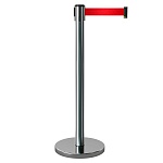 Имидж-стойка BarrierBelt® 01 с красной выдвижной лентой 3,2 метра